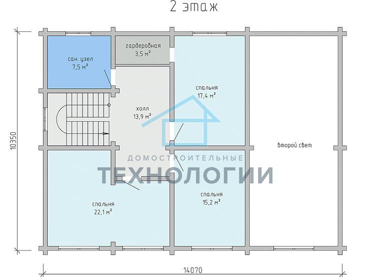 Дом шале из бруса в полтора этажа 10х14 с котельной Селена